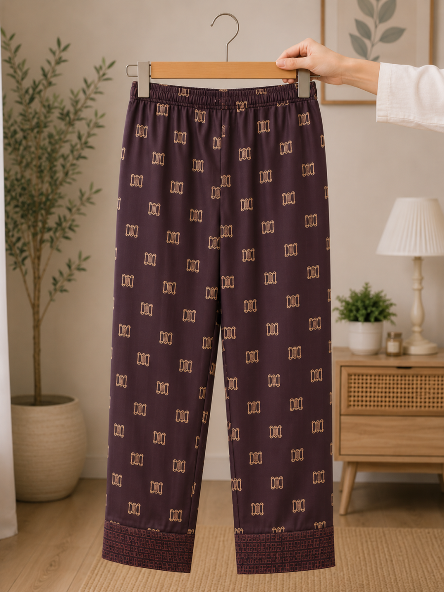 Valeria Mocha Elegance Printed Ladies Night Suit thumbnail 3